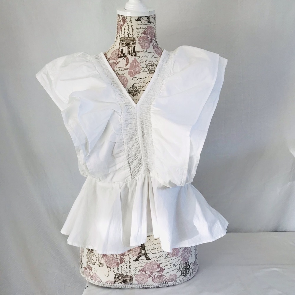 NWT Vero Moda 100% Organic Cotton Ruffled Smocked Sleeveless Blouse